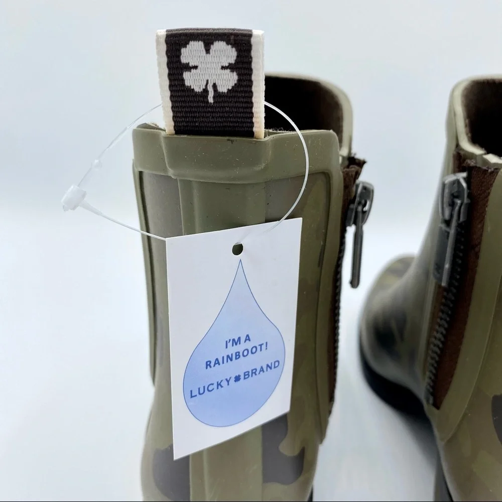 Lucky Brand Camo Basel H20 Side Notch Rain Bootie Size 5